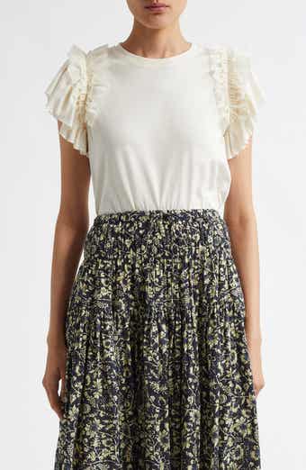 Ulla Johnson Leia Ruffle Sleeve Organic Cotton Top