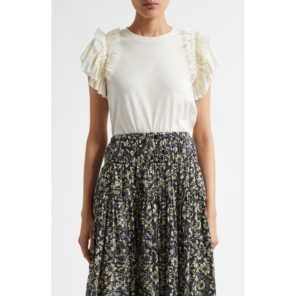 Ulla Johnson Leia Ruffle Sleeve Organic Cotton Top In Cowrie