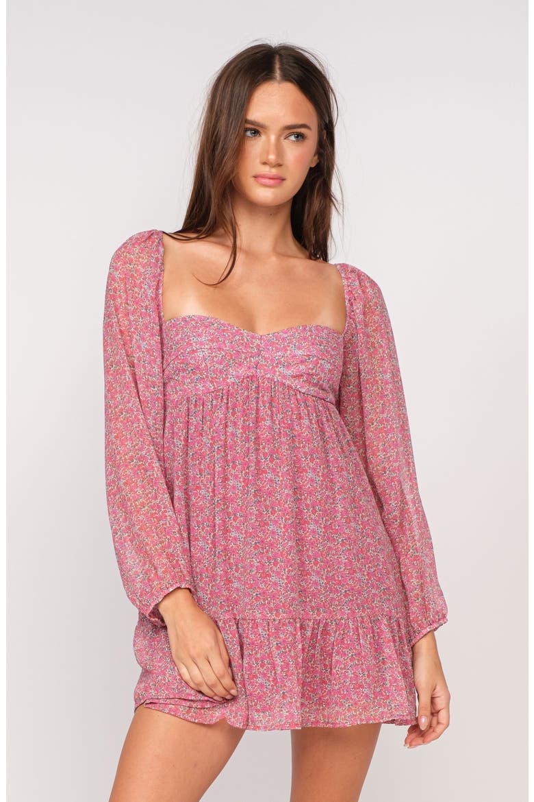 Long Sleeve Sweetheart Minidress, Alternate, color, PINK