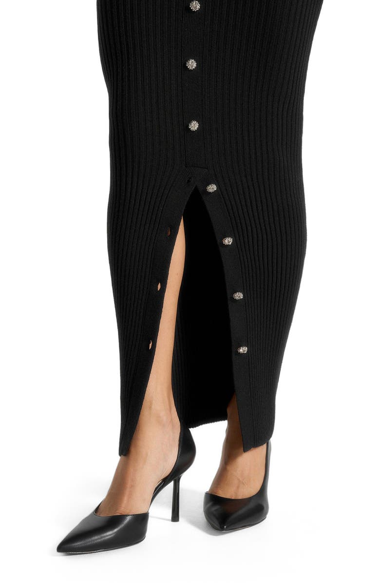 Manière De Voir Assia Long Sleeve Knitted Midaxi Dress With Belt, Alternate, color, Black