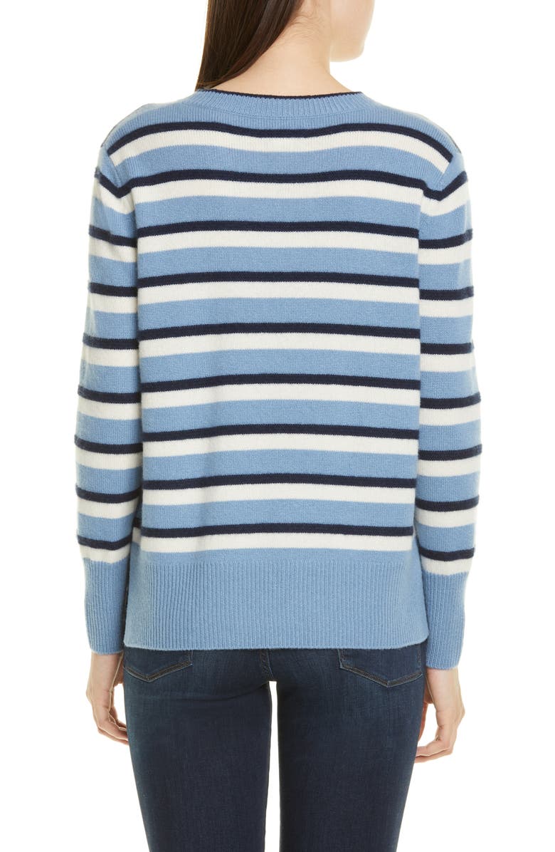 Nordstrom Signature Stripe Cashmere High/Low Sweater, Alternate, color, 