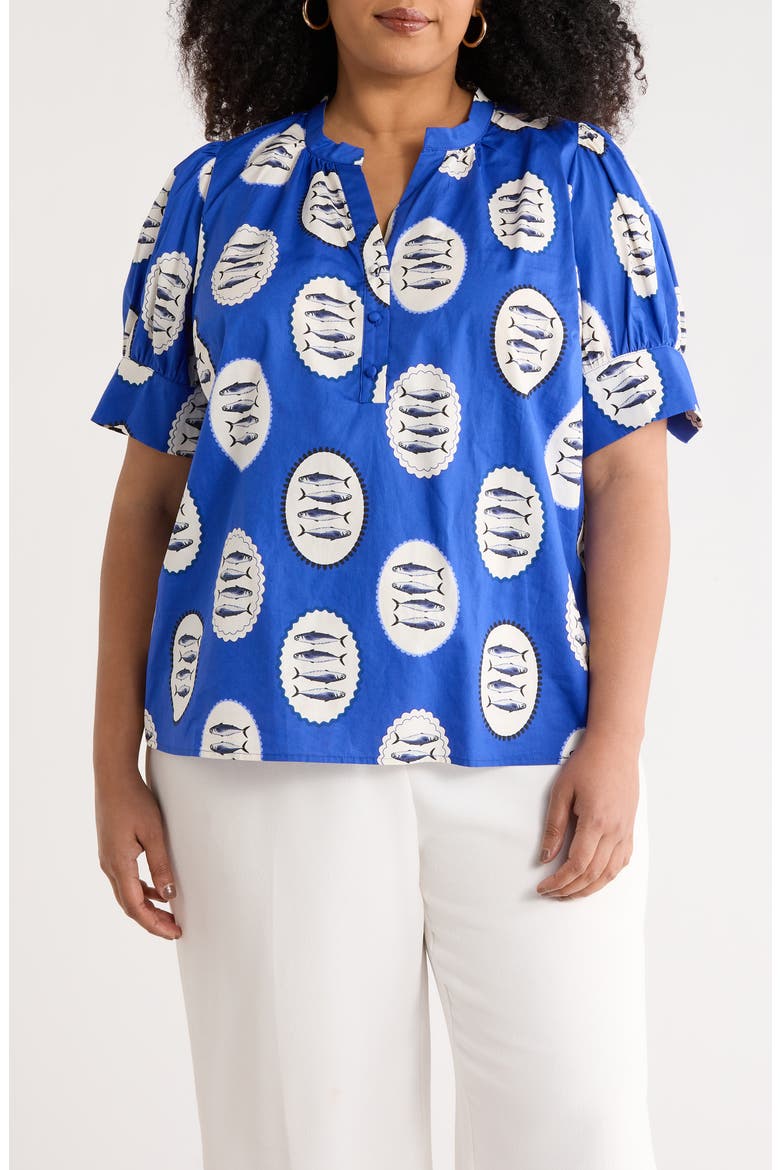Sardine Sea Rosio Cotton Top, Main, color, NAVY-CREAM-BLACK