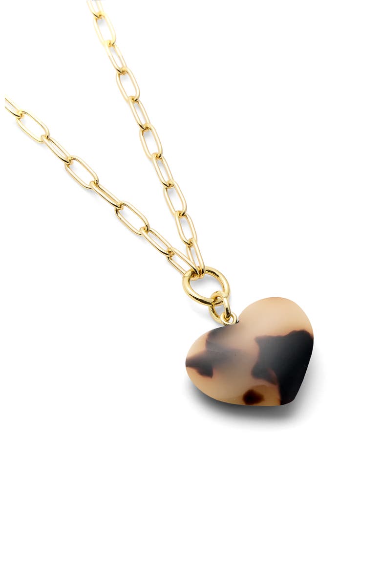 Mini Heart Pendant Necklace, Alternate, color, Blonde Tortoise