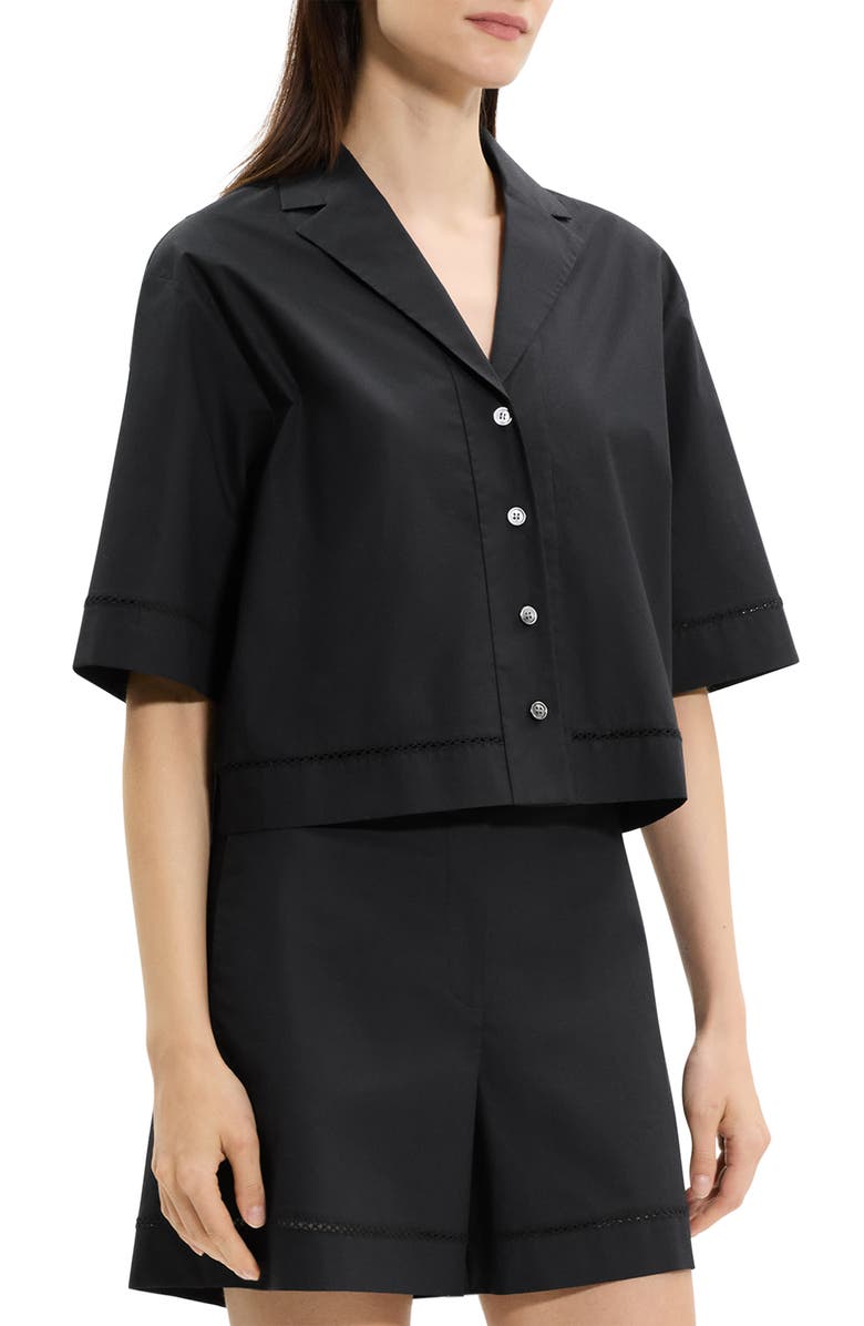 Theory Boxy Woven Crop Shirt, Alternate, color, 