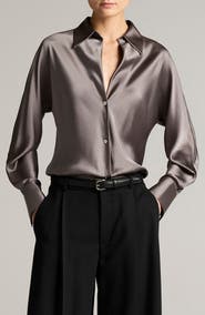 Vince Silk Button-Up Shirt