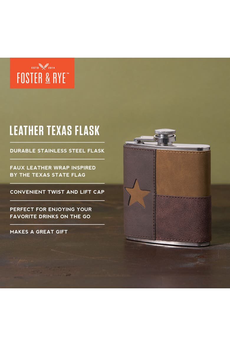 Leather Texas Flask, Alternate, color, Brown