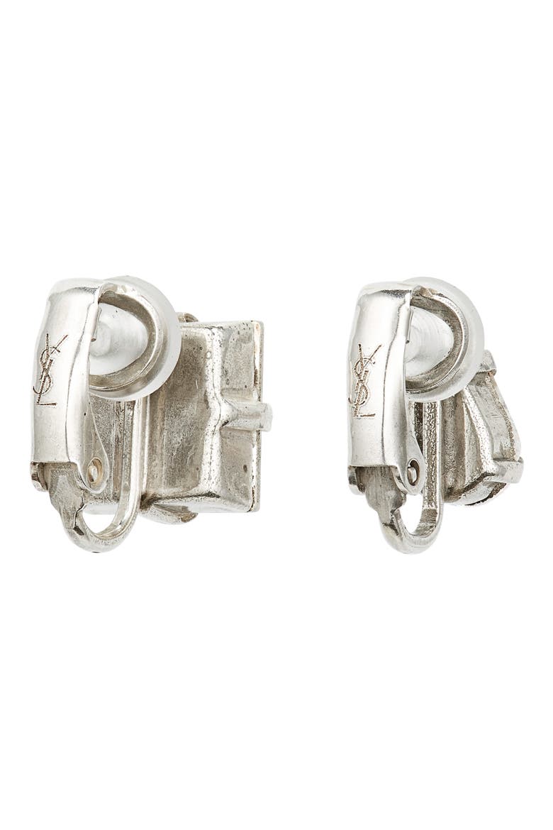 Set of 2 Mismatched Rhinestone Ear Cuffs, Alternate, color, OXIDIZED SILVER/ CRYSTAL