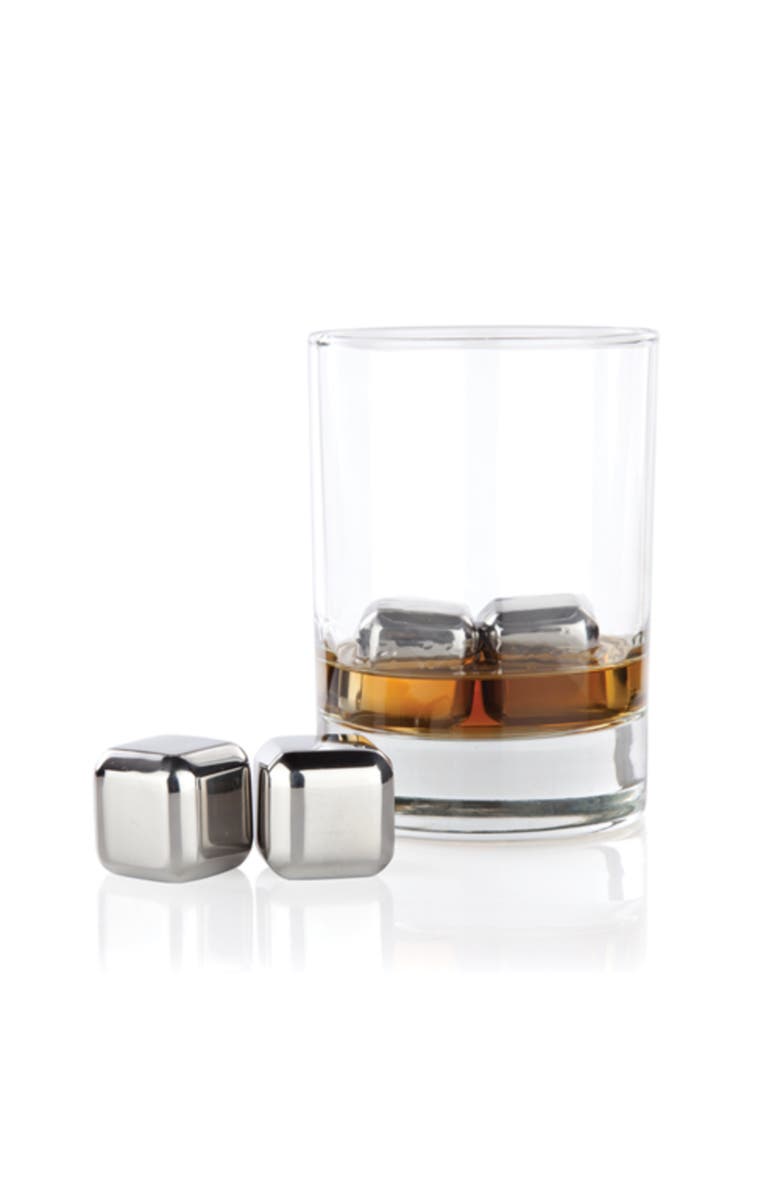 Viski Glacier Rocks Small Cubes in Stainless Steel Set of 4, Main, color, Silver