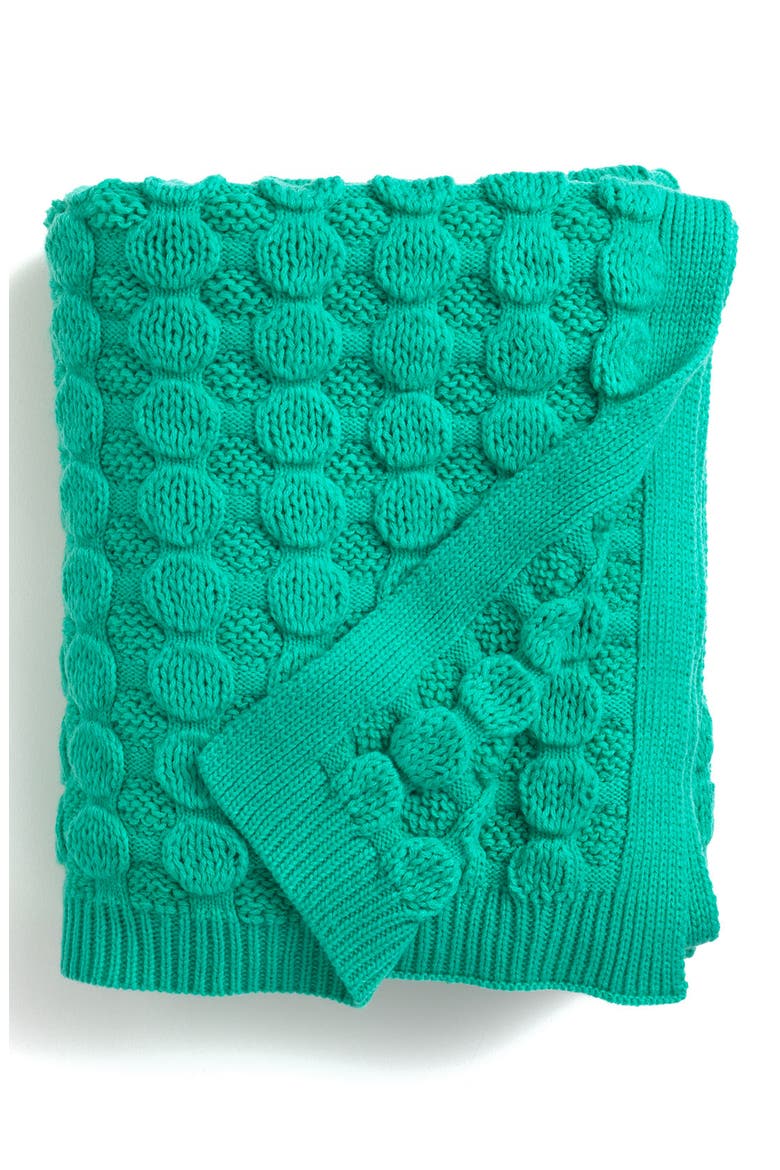 'Bubble Wrap' Knit Throw, Main, color, GREEN POOL
