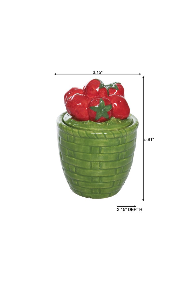 Dolomite Strawberries in Basket Jar with Lid Multicolored for Spring Home Decor, Alternate, color, Multicolored