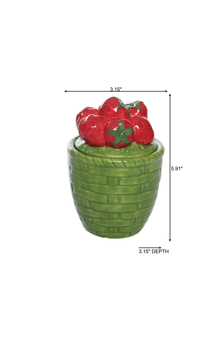 Transpac Dolomite Strawberries in Basket Jar with Lid Multicolored for Spring Home Decor, Alternate, color, Multicolored