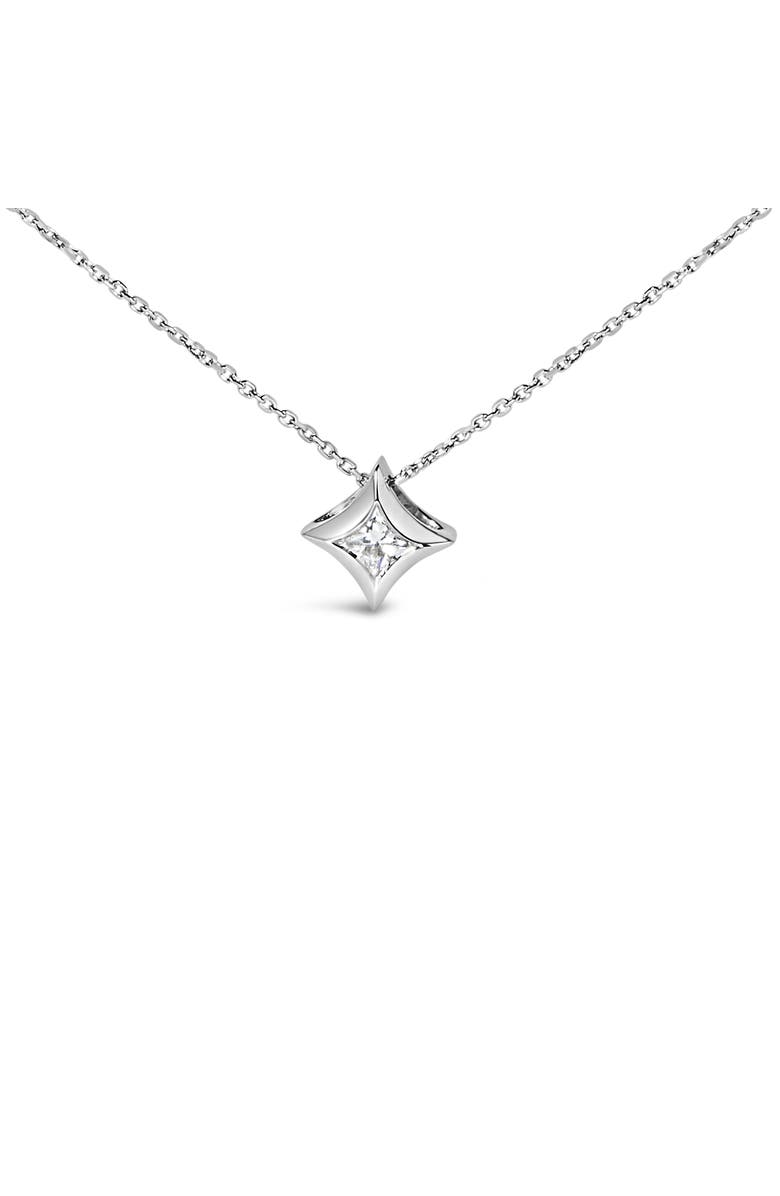 Haus of Brilliance 10K Gold 1/10 Cttw Bezel Set Solitaire Princess Diamond Kite Shaped Pendent Necklace, Alternate, color, White