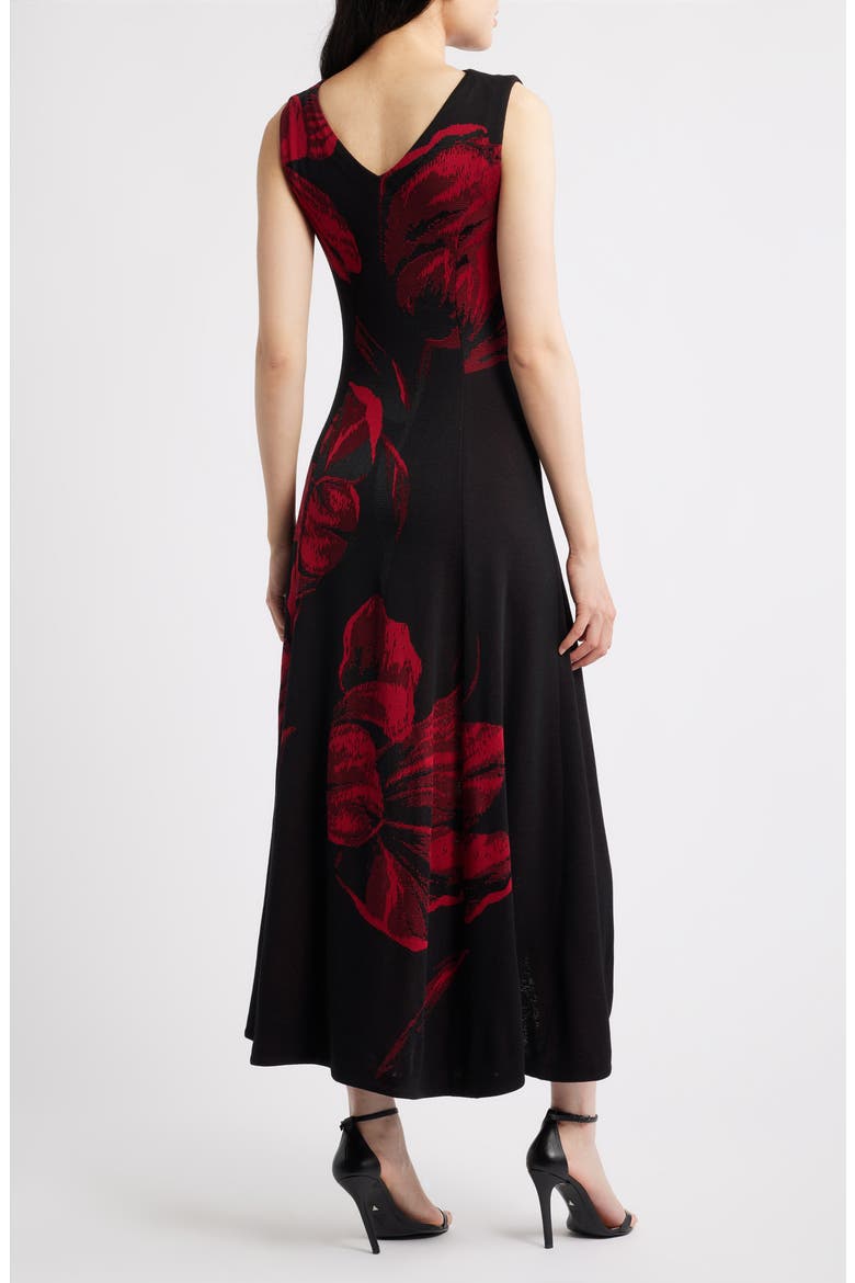 Floral Sleeveless Fit & Flare Maxi Dress, Alternate, color, SCARLET RED/BLACK