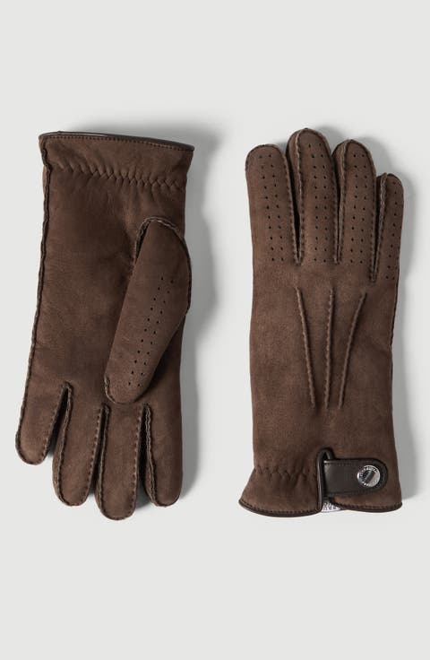 Suede shearling gloves
