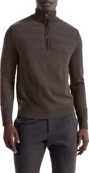 Bugatchi Merino Wool Quarter Zip Polo Sweater