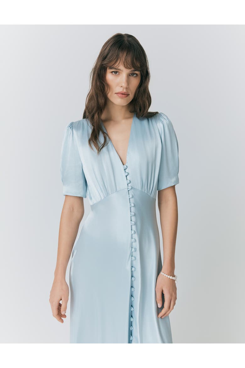 Madison Satin Midi Dress, Alternate, color, Light Blue