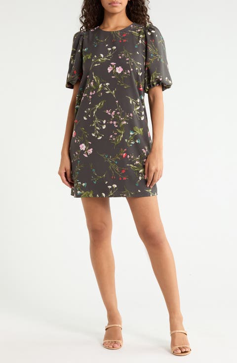 Jilly Floral Print Puff Sleeve Shift Dress