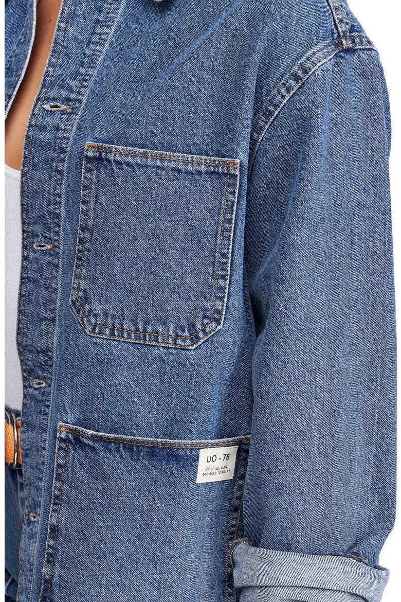 Longline Denim Jacket, Alternate, color, BLUE