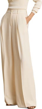 Lauren Ralph Lauren Wide Leg Pleat Crepe Pants