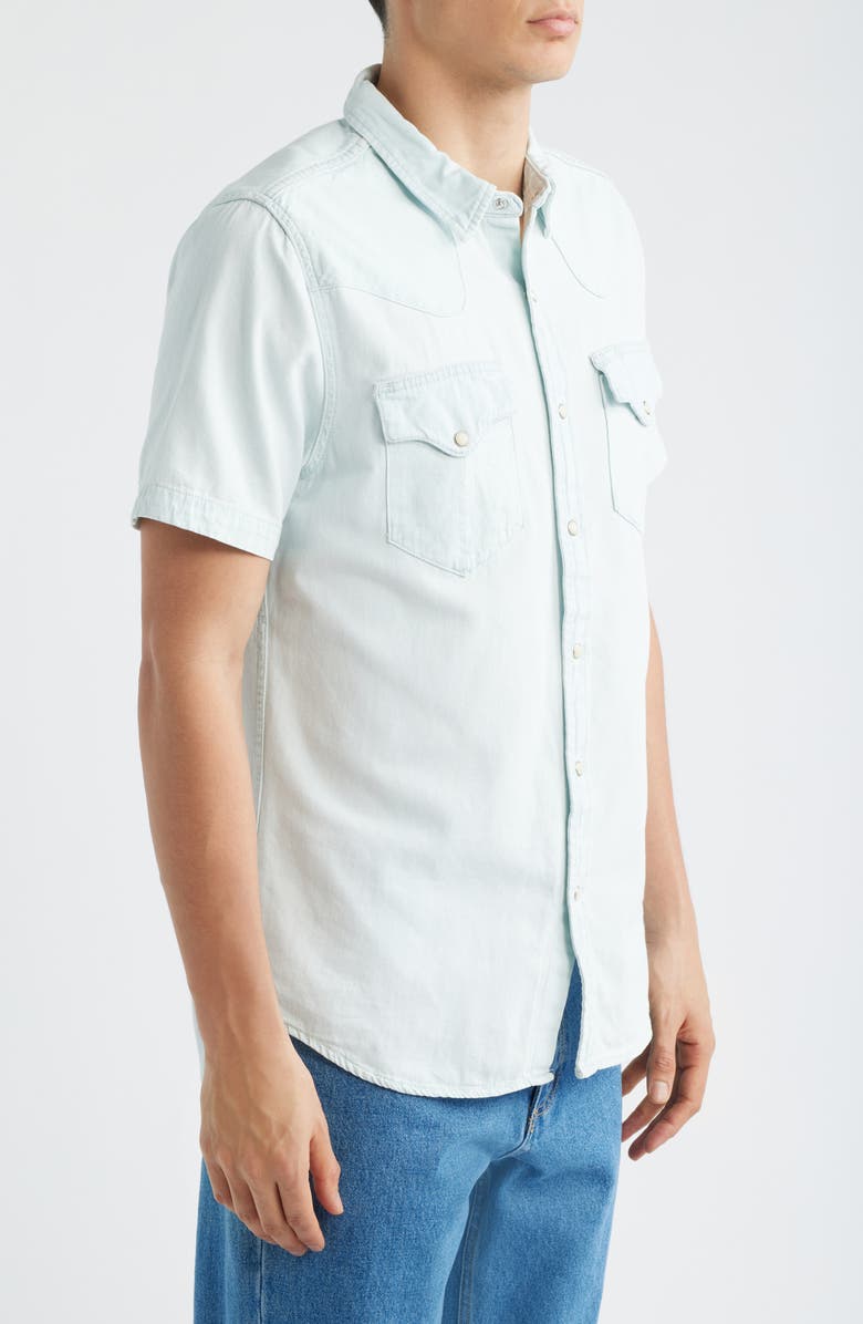 Tecovas Short Sleeve Denim Snap-Up Shirt, Alternate, color, Ultra Light