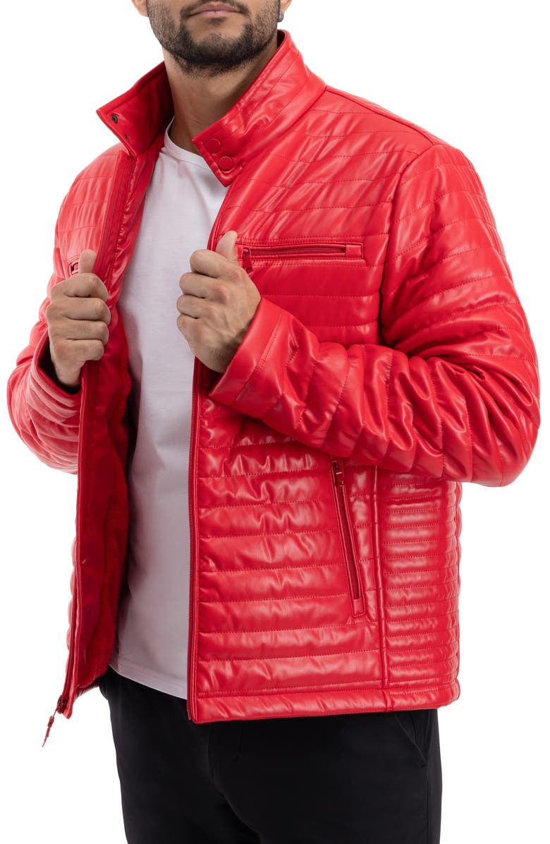 XRAY Faux Fur Lining Quilted Faux Leather Jacket, Alternate, color, Red