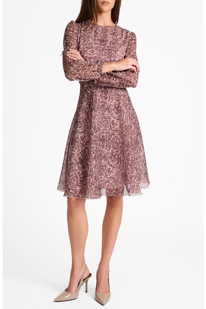 Rovela Long Sleeve Fit and Flare Dress, Alternate, color, DUSTY LILAC MULTI