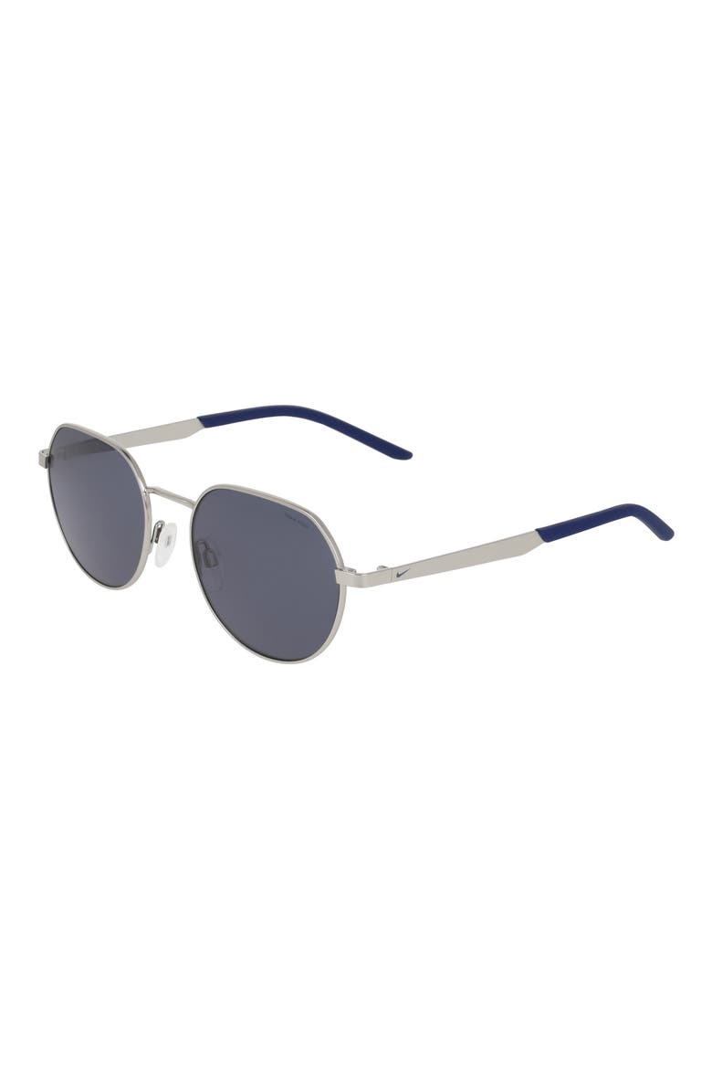 Traveler Trend 52mm Round Sunglasses, Alternate, color, SATIN SILVER / BLUE