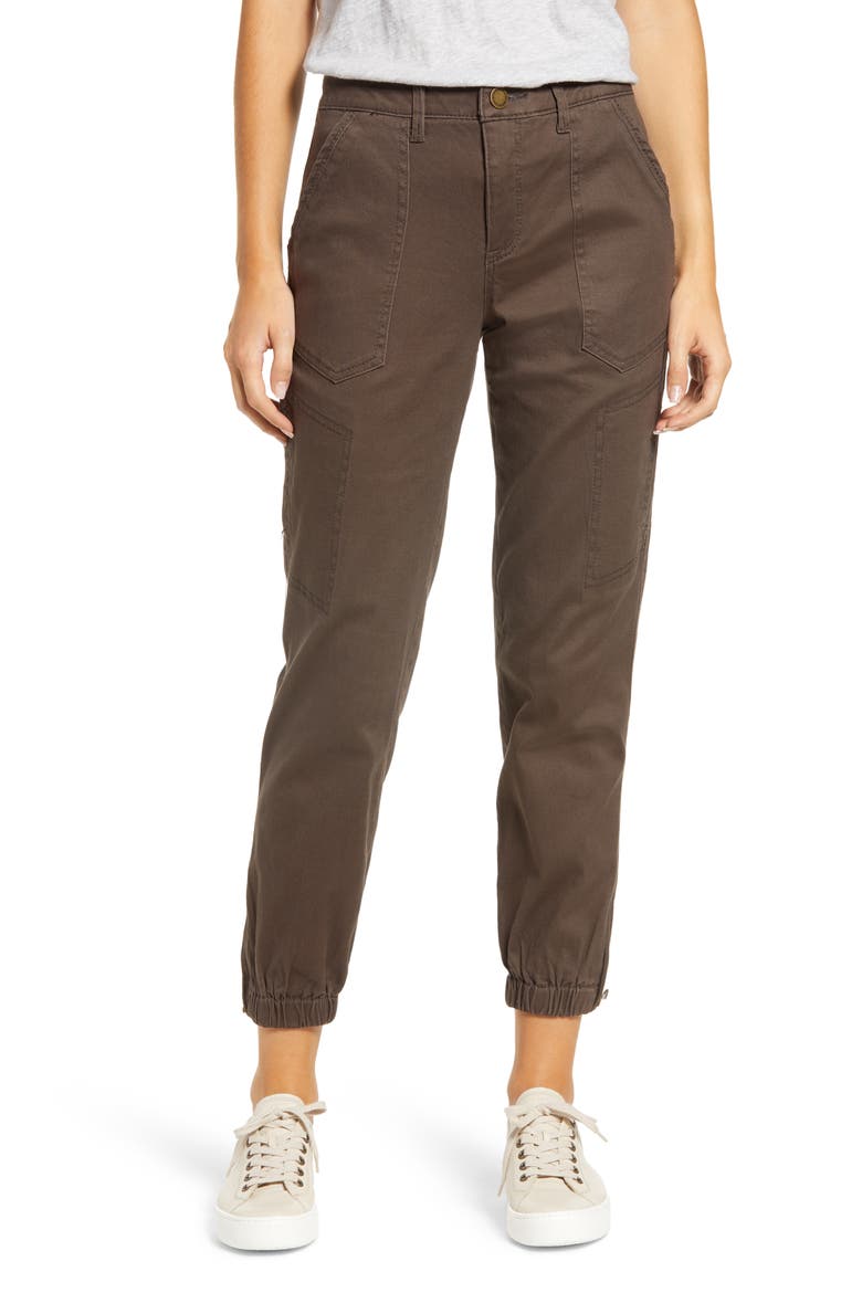 'Ab'Solution High Waist Stretch Cotton Joggers, Main, color, MR MUSHROOM