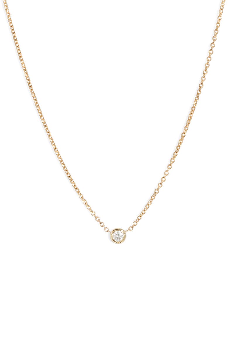 Bony Levy Petite Bezel Diamond Solitaire Necklace, Main, color, Yellow Gold/ Diamond