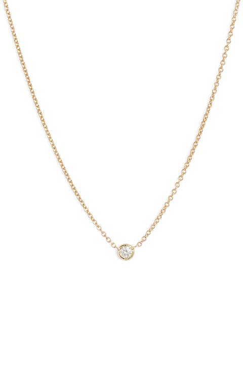 Petite Bezel Diamond Solitaire Necklace