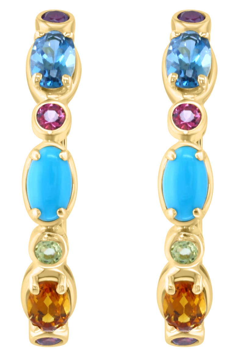 Gemstone Huggie Hoop Earrings, Main, color, MULTI