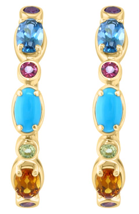 Gemstone Huggie Hoop Earrings
