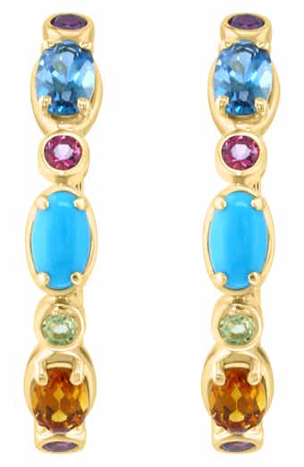 Gemstone Huggie Hoop Earrings