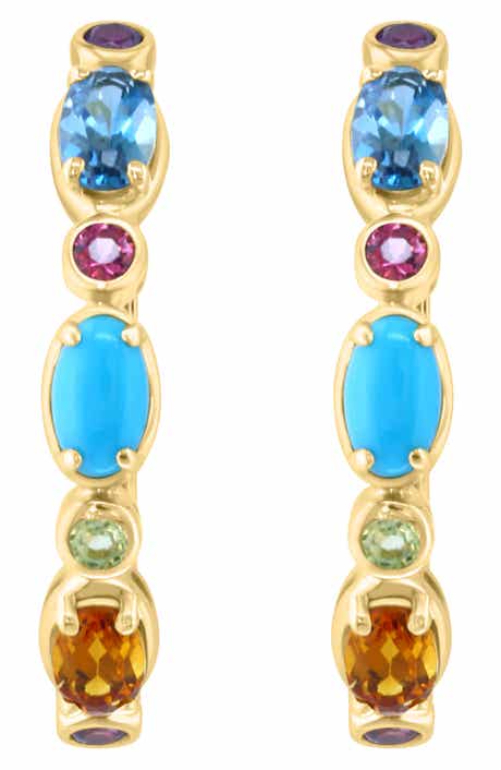 Gemstone Huggie Hoop Earrings