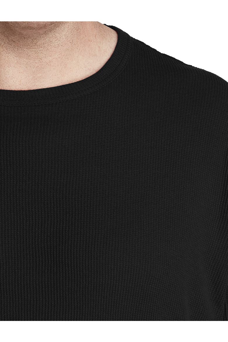 Big & Tall Long-Sleeve Waffle-Knit Crewneck Tee, Alternate, color, BLACK