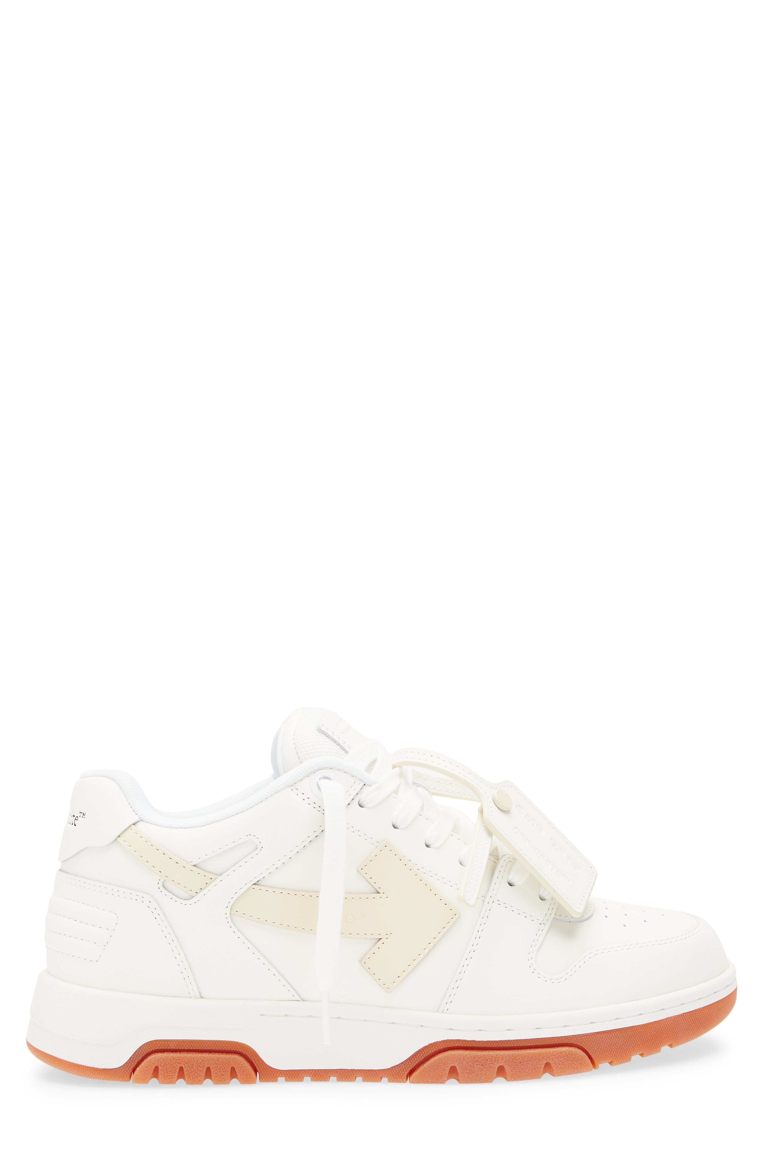 Off-White Out Of Office Leather Sneaker, Alternate, color, Beige And White