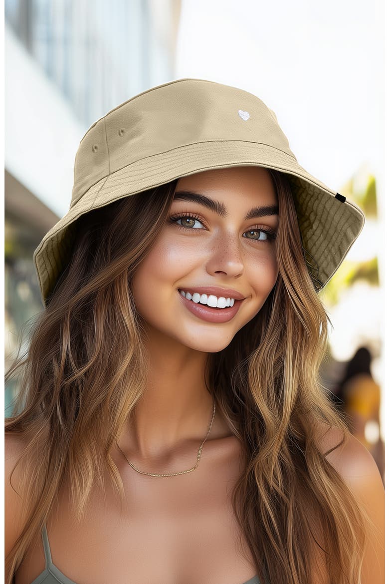 Lil Heart Bucket Hat, Alternate, color, Sesame Beige