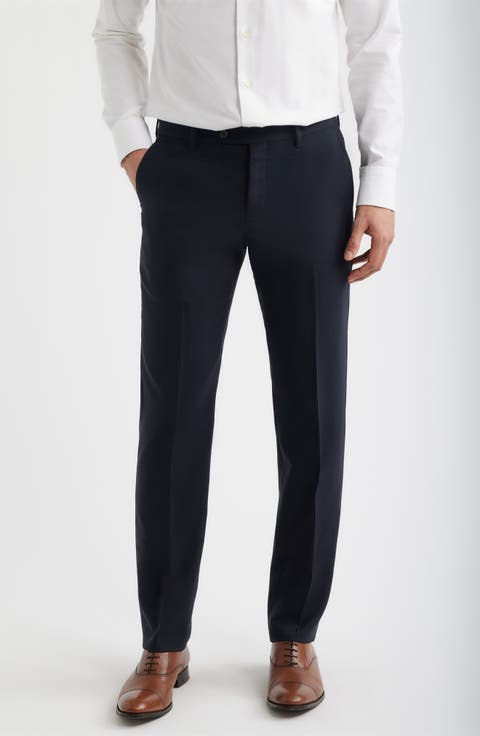 Flat Front Tropical Weight Wool Dress Pants (Regular & Big)