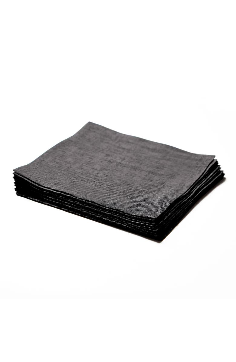 Solino Home Linen Cocktail Napkins - Athena, Alternate, color, Chambray Black