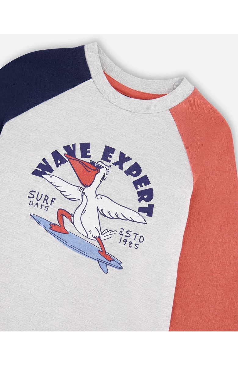 Deux par Deux Jersey Pelican Graphic Long Sleeve T-Shirt, Alternate, color, Light Grey Mix