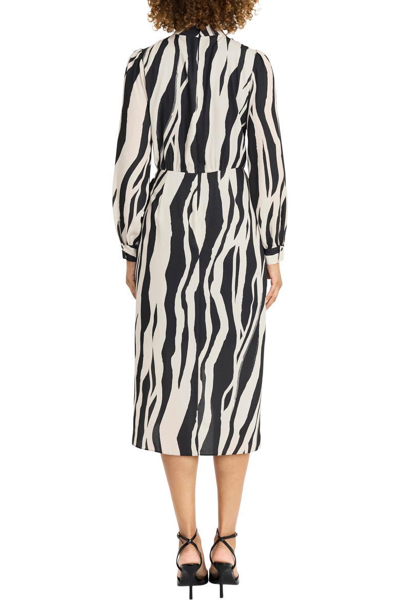 Maggy London Long Sleeve Tulip Midi Dress, Alternate, color, Black/ Cream