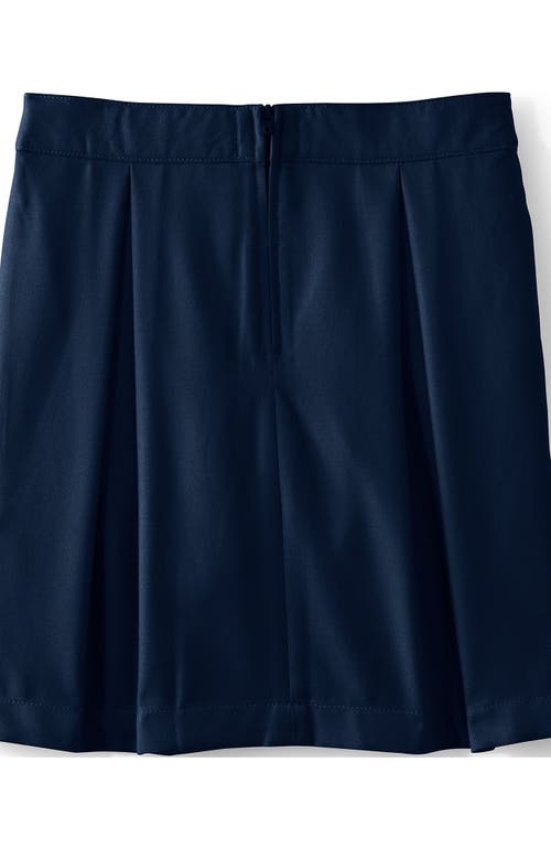 Lands' End School Uniform Girls Solid Pleated Skort Top Of Knee In Blue