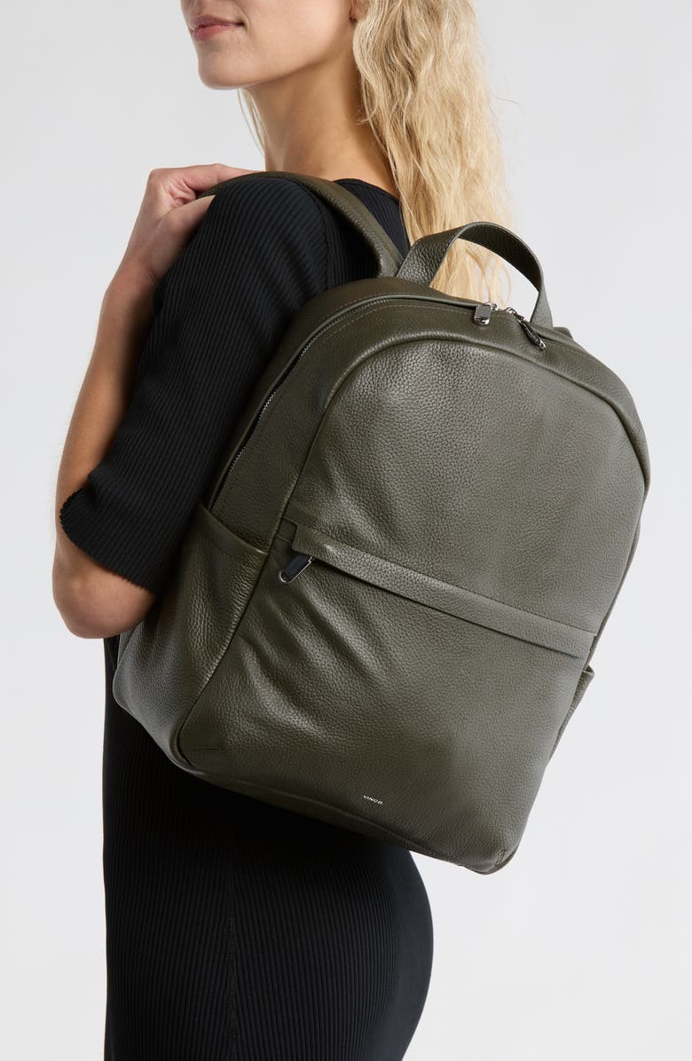 Vince Valmor Leather Backpack, Alternate, color, Driver Green