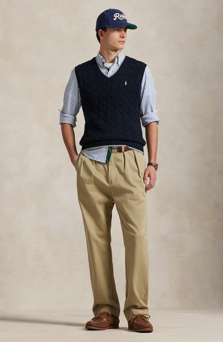 Polo Ralph Lauren Cable Stitch Cotton Sweater Vest, Alternate, color, 