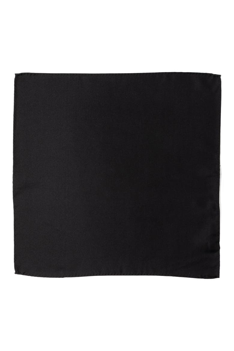 Black Silk Pocket Square, Alternate, color, BLACK