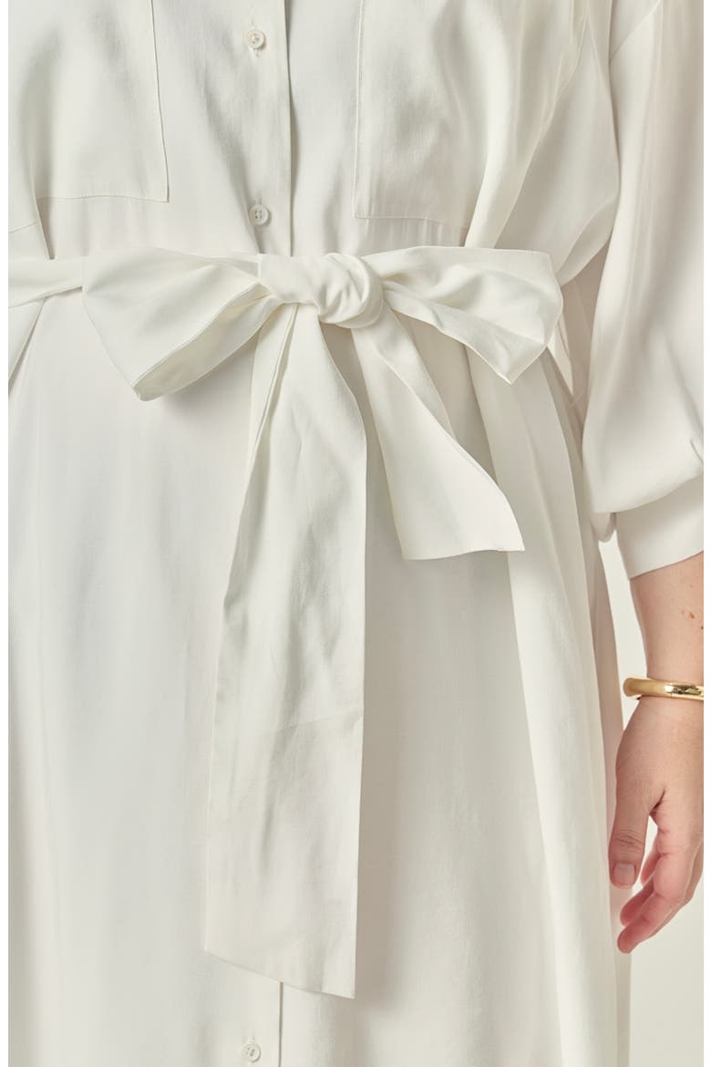 Tie Waist Mini Shirtdress, Alternate, color, WHITE