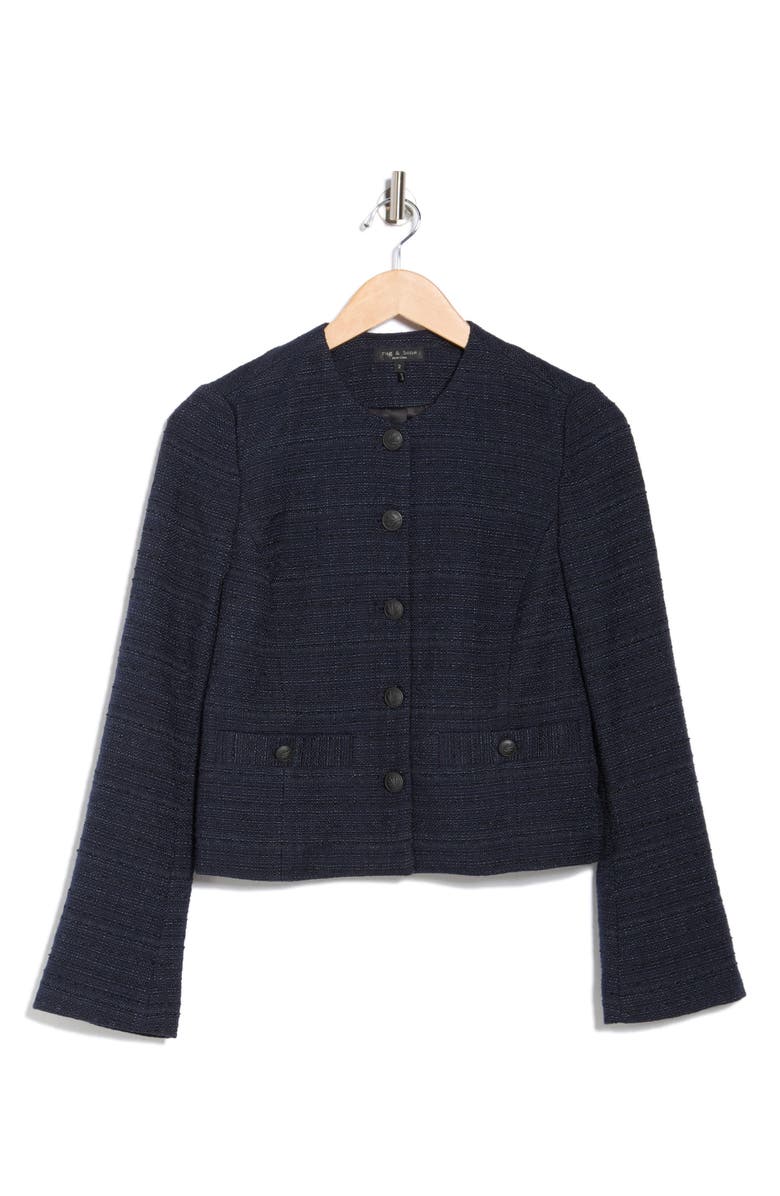 rag & bone Amaya Crop Jacket, Alternate, color, Navy