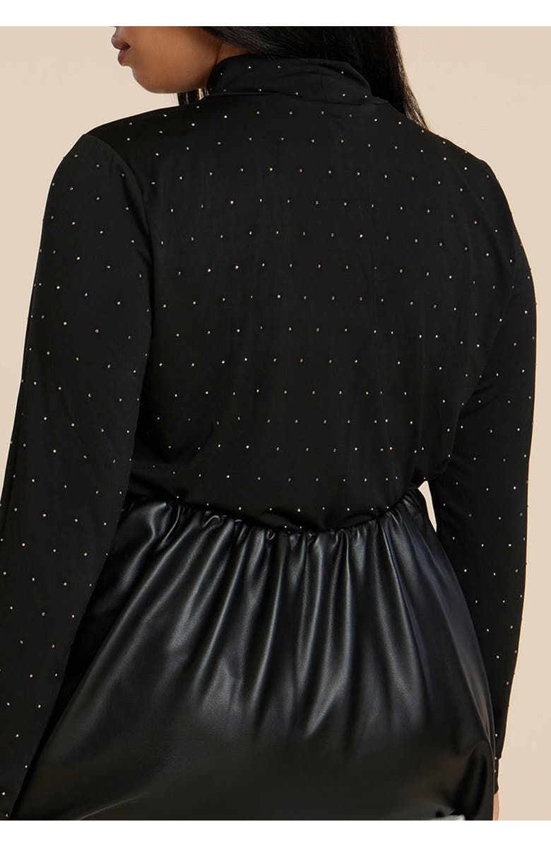 ELOQUII Embellished Mockneck Top, Alternate, color, Black Onyx