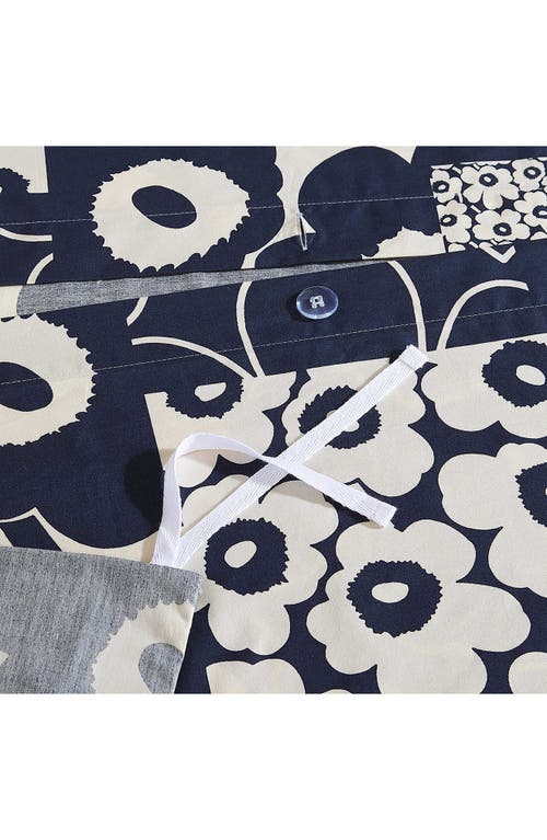 Marimekko Unikko Kollaasi Duver Cover & Shams Set In Open Dark Blue