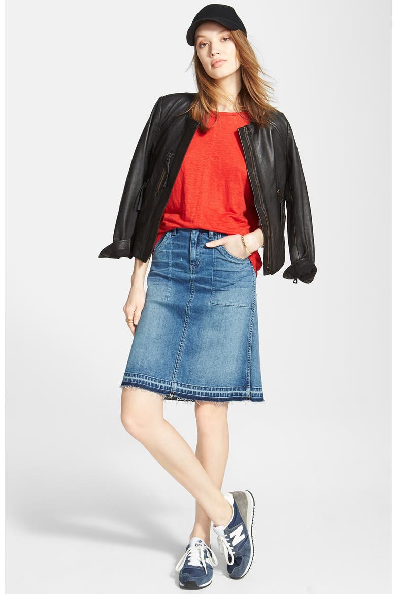 'Metropolis' Collarless Leather Jacket, Alternate, color, TRUE BLACK